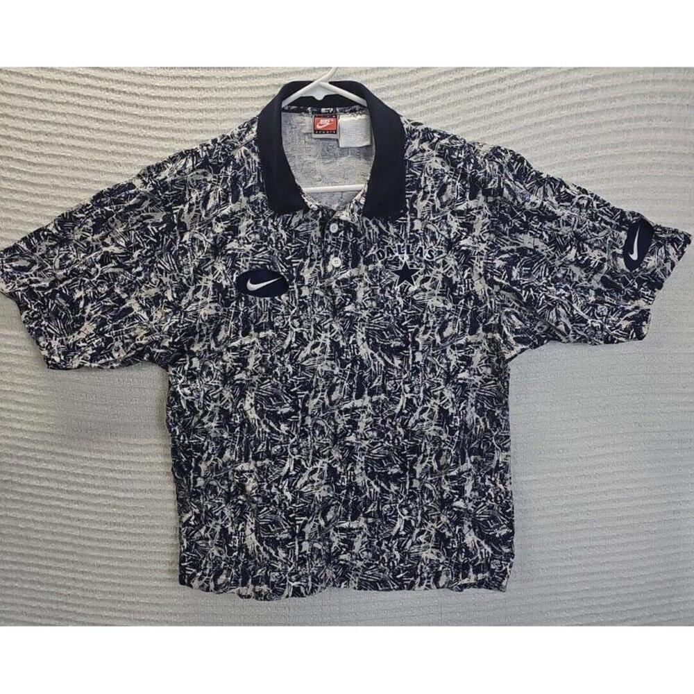 Vintage Dallas Cowboys Pro Line Nike Polo Single Stitch AllOver Rare Medium EUC
